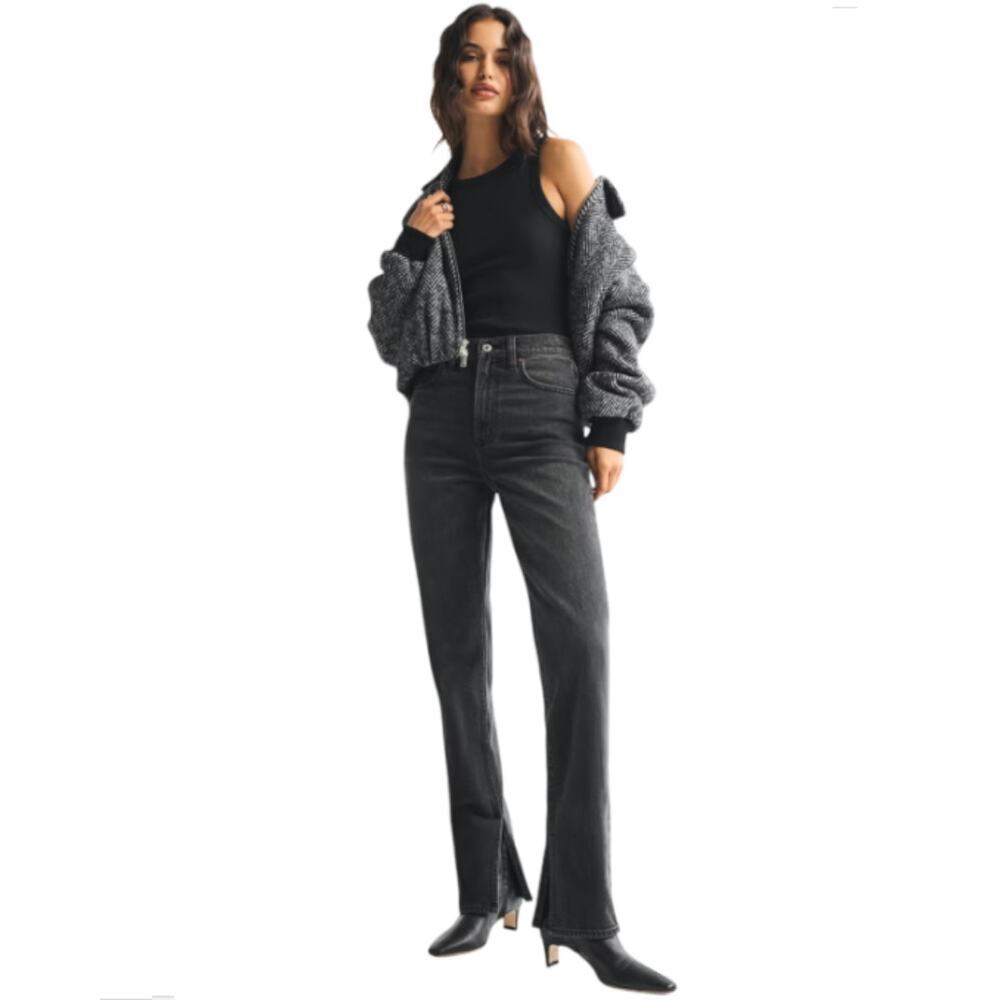 Abercrombie & Fitch Jeans Womens SZ 28/6 Black The 90's Straight Ultra High Rise - Picture 3 of 16